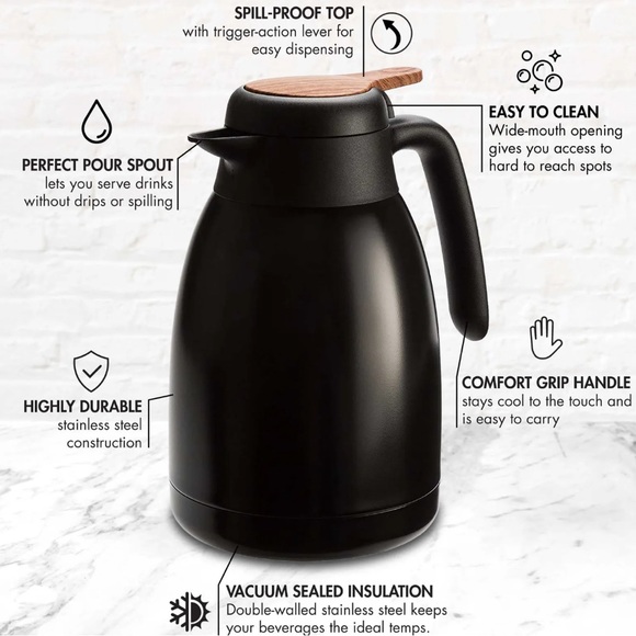 Primula Bryant Stainless Steel Thermal Carafe, 50 fl oz, Matte Black - Picture 9 of 9
